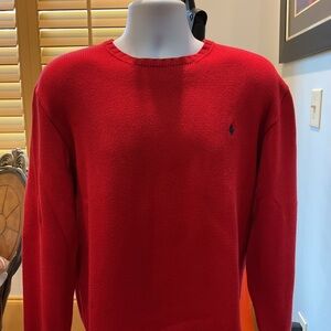 Ralph Lauren Men’s Red Crewneck Sweater Classic Knit
